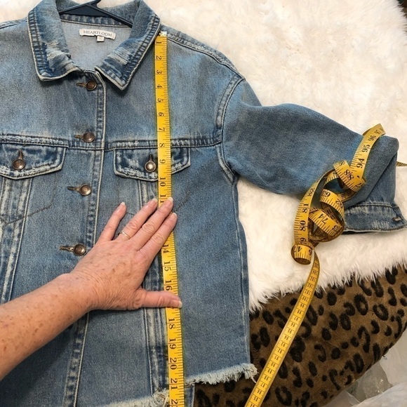 HEARTLOOM Distressed Fringe Denim Jacket Womens Size XS - Picture 12 of 14